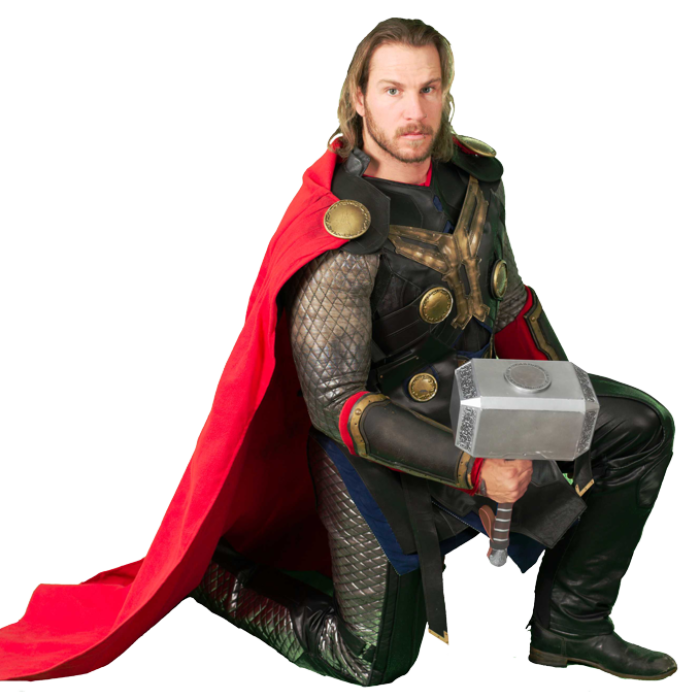 Thor kneeling on the ground